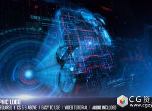AE模板-全息标志高科技HUD投影Logo展示 Holographic Logo