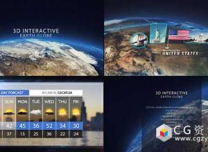 AE模板-E3D三维地球位置地点国旗旅行信息展示 3D Interactive Earth Globe