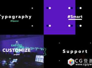 AE模板-干净多彩企业快速创意文字排版图片视频开场 Typography Opener