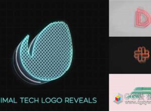 AE模板-标志显示科技感线条Logo动画 Minimal Tech Logo Reveals