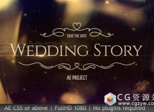 AE模板-金色浪漫婚礼包装片头图片视频包装 Wedding Pack