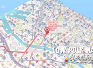 AE模板-E3D低多边形三维地图路径动画 Lowpoly Map Element 3D
