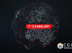 AE模板-数字地球仪科幻粒子地球文字动画 Digital Globe