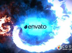 AE模板-爆炸烟雾火焰燃烧电影标志Logo动画fire-and-ice-logo 免费下载