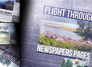 AE模板-翻阅书籍杂志报纸页面展示宣传flight-through-newspapers-pages