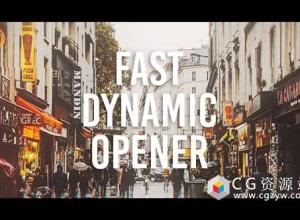 AE模板-旅游城市视频动态切割文字标题片头动画 Fast Dynamic