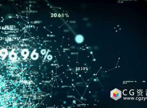 视频素材-科技感点线数据背景 Digital Big Data Network Background