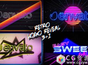 AE模板-复古标志游戏文字Logo标题动画 Retro Logo Reveal Pack Vol.2