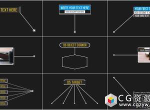 AE模板-时尚科技感标注描述细节脚线呼出价格介绍指示线动画