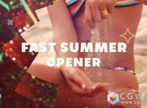 AE模板-干净多彩时尚夏天旅游照片视频展示 Fast Summer Opene