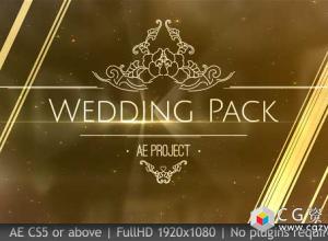 AE模板-电影事件爱情故事金色婚礼片头包装 Wedding Pack
