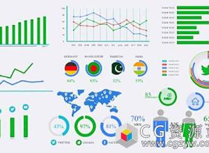 AE模板-信息图表数据统计点线柱状图数据展示企业宣传片动画