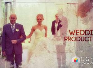 AE模板-纪录片画廊促销浪漫婚礼水墨散开遮罩视频片头 Wedding Production