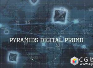 AE模板-科技感金字塔企业公司宣传片图片介绍片头 Digital Pyramid Promo Video