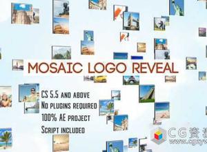 AE模板-三维图片或标志汇聚Logo动画带脚本 Mosaic Logo Revea