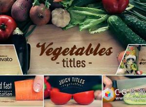 AE模板-厨师烹饪食品厨房标志文字标题动画烹饪美食节目包装片头Vegetables Titles