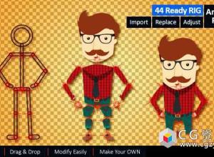 AE模板-卡通人物角色绑定动画预设工具 Ready Rig for Your Character