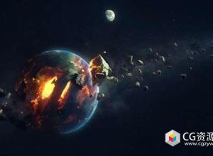C4D+PS教程-Octane渲染器制作破碎地球Earth Destroyed Scene Time-Lapse