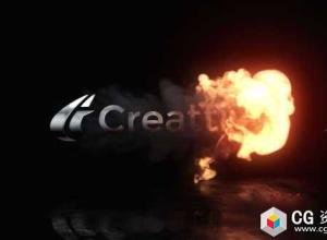 AE模板-4K标志片头爆炸燃烧火焰烟雾Logo文字动画 Fire Reveal Logo