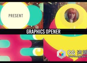 AE模板-多彩创意时尚图形遮罩图片开场片头Graphics Opener
