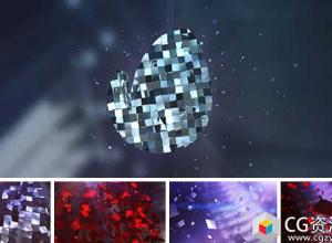 AE模板-E3D三维金属碎片汇聚Logo动画 Magic Metal and Red Logo Text