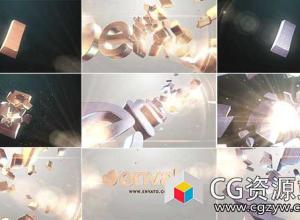 AE模板-震撼3D立体金银字母字体粉碎logl标志动画gold-and-silver-shatter-logo