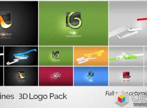 AE模板-三维线条生长动画公司标志logo片头开场3D Lines 3D Logo Pack