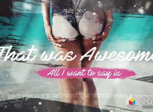 AE模板-4k夏天旅游假期笔刷动画大字标题幻灯片