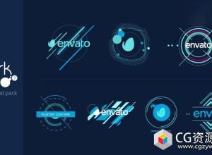 AE模板-创意扁平化图形Logo演绎动画(含音效)dark-logo-pack