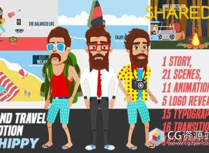 AE模板-卡通人物角色动画图标旅游旅行企业公司宣传MG动画