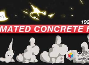 视频素材-二维卡通动漫爆炸尘土烟雾视频素材 Animated Concrete Hits - Anime Action Essentials
