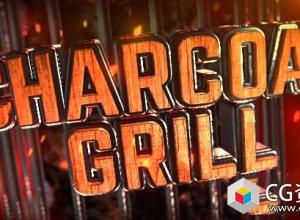 AE模板-E3D火热燃烧三维文字Logo动画片头Charcoal Grill Logo Reveal
