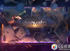 AE模板-E3D电影史诗三维爆炸破碎图片相框展示片头 Exploding image reveal