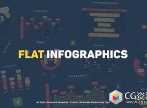 AE模板-信息图表饼图水平垂直图社交媒体统计分析动画