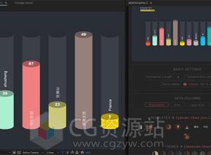 三维数据柱状图信息图表增长动画脚本AEscripts AEInfoGraphics 2+视频教程