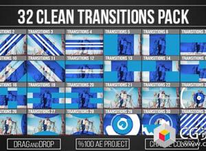 AE模板-32组时尚图形过渡动画视频转场 Transitions