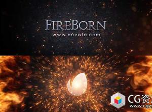 AE模板-电影火标志火焰星火粒子Logo动画 Fireborn Logo