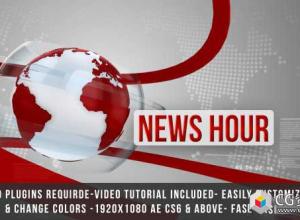 AE模板-全球新闻频道玻璃地球图形动画电视包装片头 Global News Intro Title