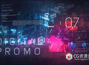 AE模板-商业企业介绍数字故障科技感图片视频片头包装开场Digital Promo