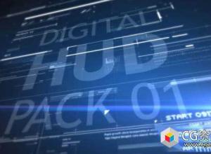 AE模板-科幻计算机数字高科技HUD信息图元素片头 HUD Pack