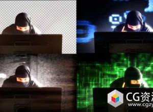 视频素材-网络监控黑客在计算机前面Hacker In Front Of Monitor's Computer