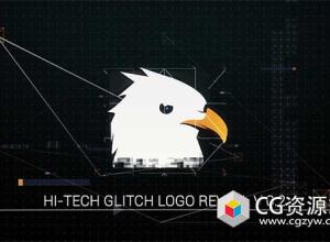 AE模板-高科技毛刺标志线条文字Logo动画 Hi-Tech Glitch Logo Reveal