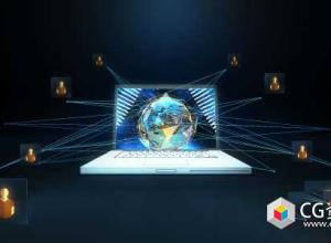 AE模板-网络地球科技感电脑网络连线动画 Network Earth