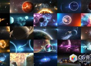 AE模板-太阳系银河地球三维星球特效视频动画工具包