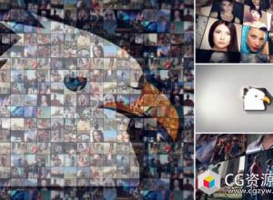 AE模板-简洁马赛克logo标志照片聚集展示 simple-mosaic-logo