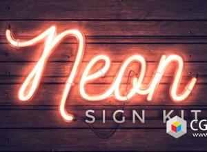 AE模板-霓虹灯套件文字Logo制作工具包 Neon Sign Kit v2.5