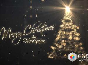 AE模板-漂亮粒子圣诞节庆祝活动片头路径动画Christmas Logo