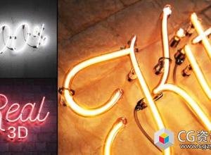 AE模板-Element 3D v2制作霓虹灯LED灯logo动画Real 3D Neon Kit