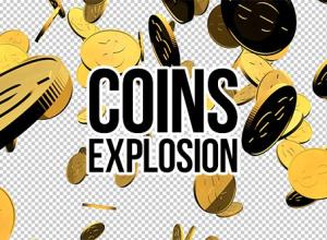 三维空间金币散落高清视频素材Coins-Explosion