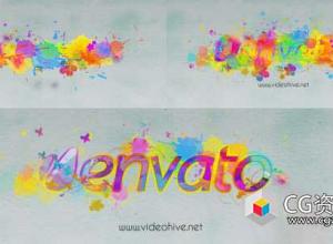 AE模板-标题标志动画彩色滴液散开Logo动画 Logo Revealer Paint Drops Design